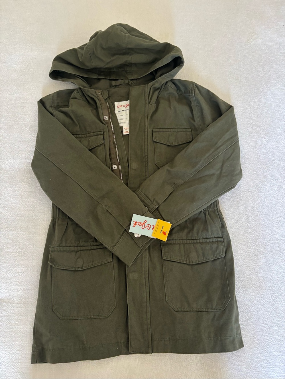 Cat & Jack Olive Green Kids Hooded Utility Jacket